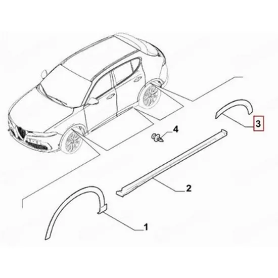 Bandou aripa spate ALFA ROMEO TONALE 2022-> Bandou overfender Aripa spate (O) DREAPTA Perioada 2022 2023 2024 2025