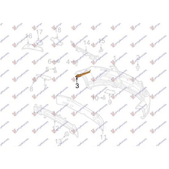 Suport Bara fata CHEVROLET AVEO SEDAN T250 2005-> Suport bara fata lateral superior stanga Perioada 2005 2006 2007 2008 2009 2010 2011 2012