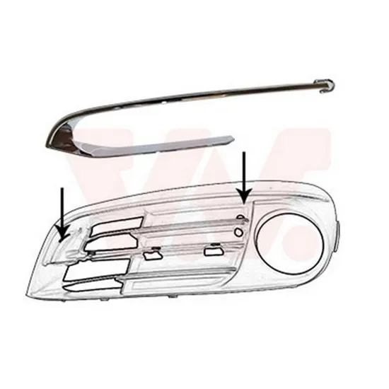 Ornament Grila BMW 5 F10 2009->2016 Bandou grila bara fata LUXURY 2013->2016 stanga Perioada 2013 2014 2015 2016