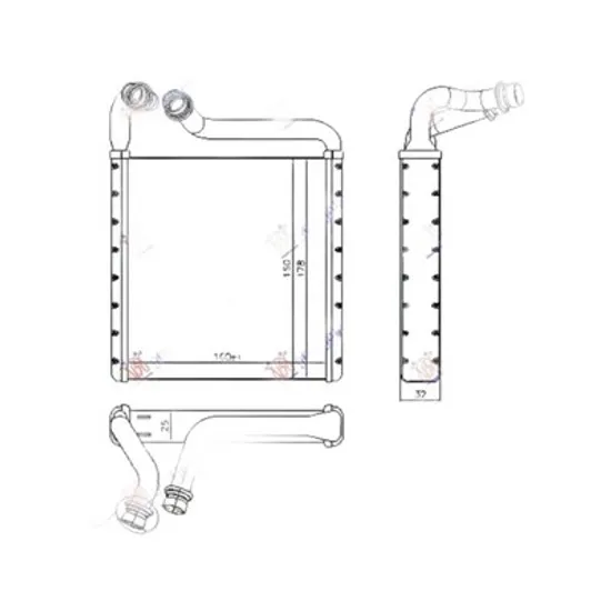 Radiator Incalzire VW NEW BEETLE 1998->2010 Calorifer B benzina diesel +/-A/C 160x178x26 2011->2016 Perioada 2011 2012 2013 2014 2015