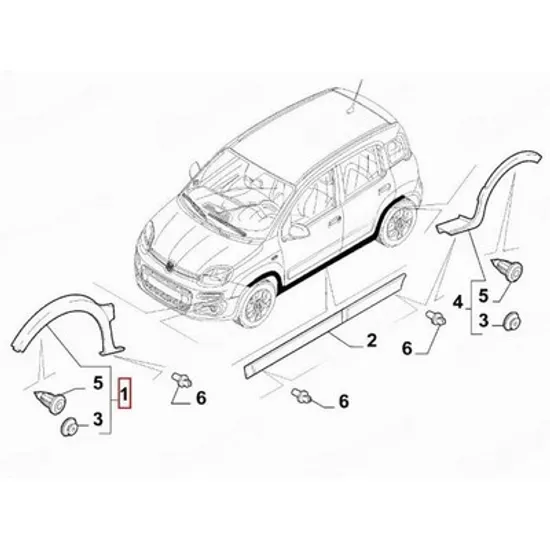 Bandou aripa fata FIAT PANDA 312 2012-> Bandou overfender Aripa fata (4X4/TREKKING) (O) DREAPTA Perioada 2012 2013 2014 2015 2016 2017