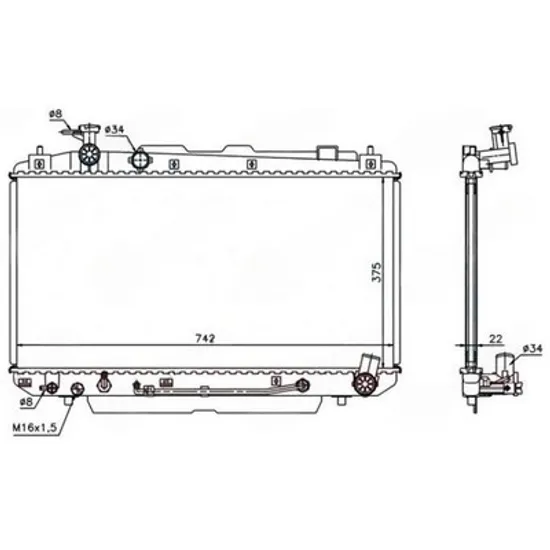 Radiator Motor TOYOTA RAV 4 II 2000->2005 Radiator apa motor 2.0 benzina automatic (375x738) (KOYO) Perioada 2000 2001 2002 2003 2004 2005
