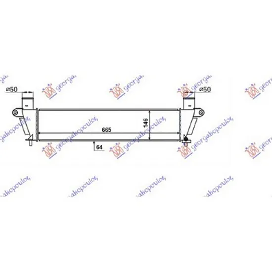 Intercooler ISUZU D-MAX 2 2012->2018 Radiator intercooler 2,5 - 3,0 TD (665x146x64) Perioada 2012 2013 2014 2015 2016