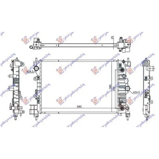 Radiator Motor OPEL MOKKA / MOKKA X 2012->2020 Radiator apa 1.6/1.8 16v cv automata benzina 580x385x26 Perioada 2012 2013 2014 2015 2016 2017 2018 2019 2020 2021 2022