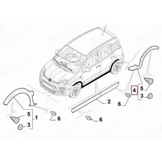 Bandou aripa spate FIAT PANDA 312 2012-> Bandou overfender Aripa spate (4X4/TREKKING) (O) DREAPTA Perioada 2012 2013 2014 2015 2016 2017