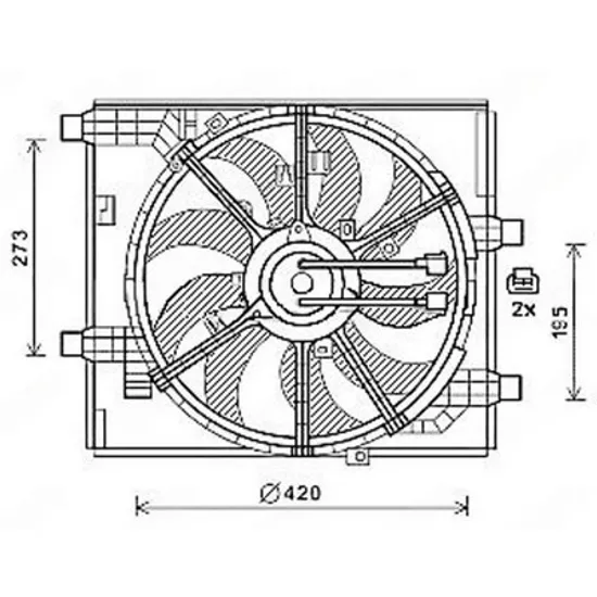 Ventilator Motor NISSAN CUBE 2009->2018 Ventilator 1.6 DIG-TURBO - 1.5 dCi diesel (2 mufe) (2+2 PIN) (425 mm) Perioada 2009 2010 2011 2012 2013 2014 2015 2016 2017 2018