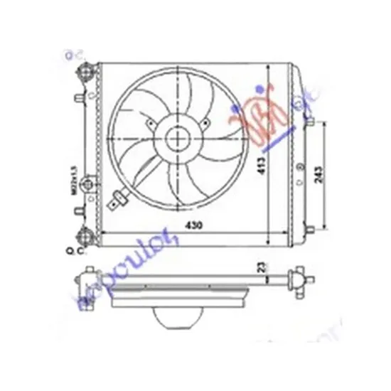 Radiator Motor VW POLO 6R1 2009->2020 Radiator apa toate modelele fara aer conditionat 43x41 cu electroventilator motor Perioada 2009 2010 2011 2012 2013 2014 2015 2016 2017