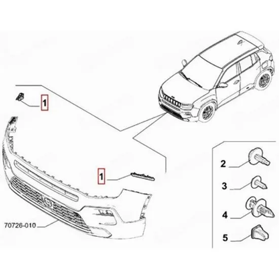 Suport Bara fata JEEP AVENGER 2022-> Suport Bara fata (O) DREAPTA Perioada 2022 2023 2024 2025