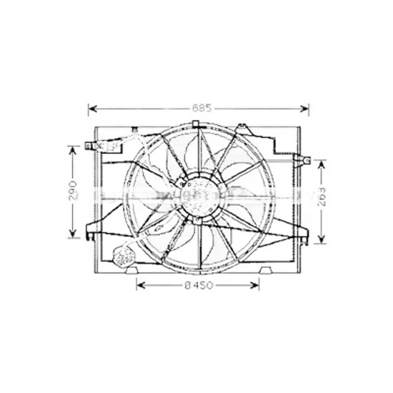 Ventilator motor HYUNDAI TUCSON 2004->2012 pentru 2.7, 2.7 tractiune integrala, perioada 2004 2005 2006 2007 2008 2009 2010