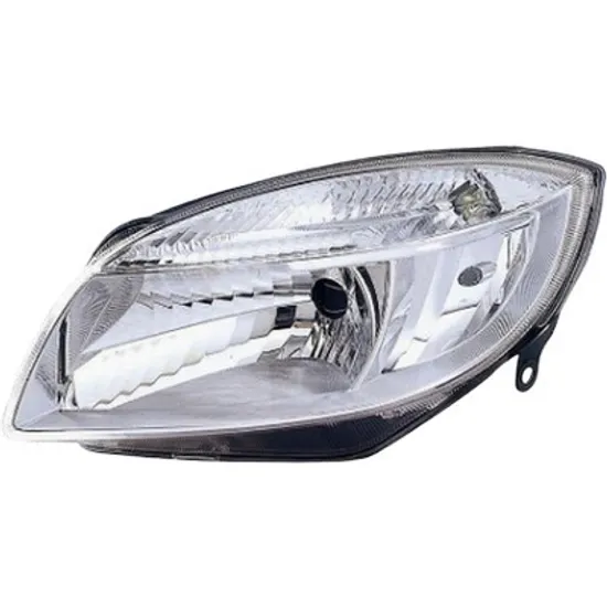 Far stanga SKODA FABIA 2 2006->2014 perioada 2006 2007 2008 2009 2010 2011 2012 2013 2014 pana la an de fabricatie 05/2010, cu motor reglaj, semnal transparent, cu reglaj electric, cu bec H4