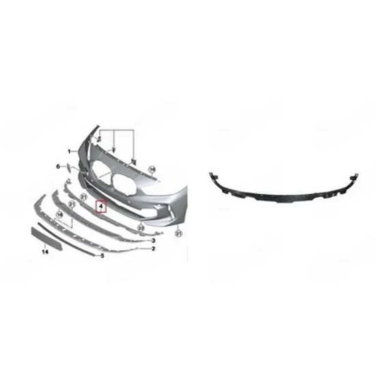 Spoiler bara fata BMW 1 F40 2019-> Suport Spoiler fata plastic (adaptor) (M-SPORT) Perioada 2019 2020 2021 2022 2023 2024