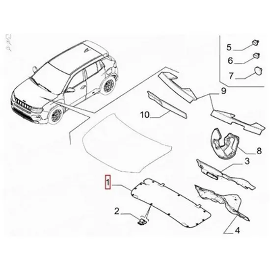 Izolator Capota JEEP AVENGER 2022-> Izolator capota fata (O) Perioada 2022 2023 2024 2025