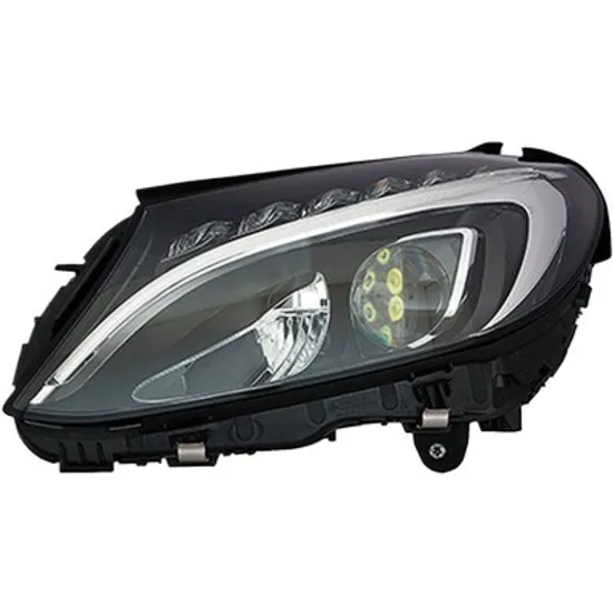 Far stanga MERCEDES C-CLASS W205 2013-> perioada 2013 2014 2015 2016 2017 2018 pana la an de fabricatie 2018, fara motor reglaj, fara unitate de control, semnal transparent, cu reglaj electric, cu bec LED