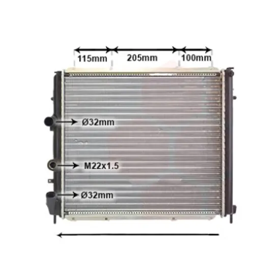 Radiator apa RENAULT KANGOO 1997->2007 pentru D 65 1.9, perioada 1997 1998 1999 2000 2001 2002