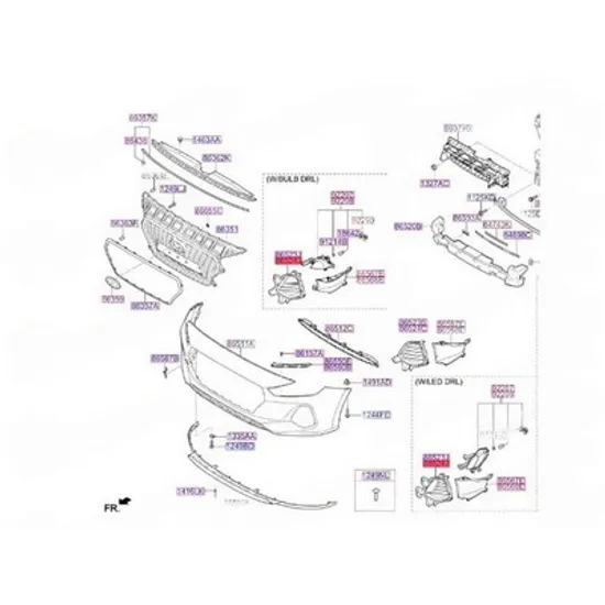 Grila Bara HYUNDAI i30 2017-> Grila bara fata (cu Daylight LED si gaura Proiector) (O) DREAPTA Perioada 2017 2018 2019 2020