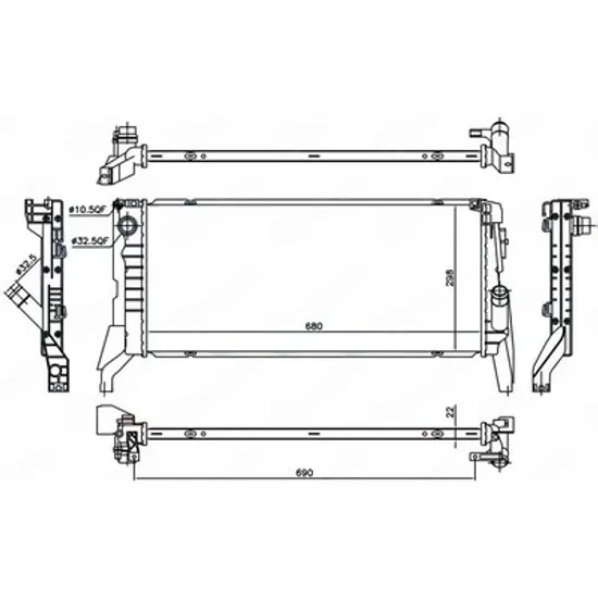 Radiator Motor BMW 2 Active Tourer F45 2013-> Radiator apa motor toate modelele diesel manuala (680x298x22) (VALEO) Perioada 2017 2018 2019 2020 2021