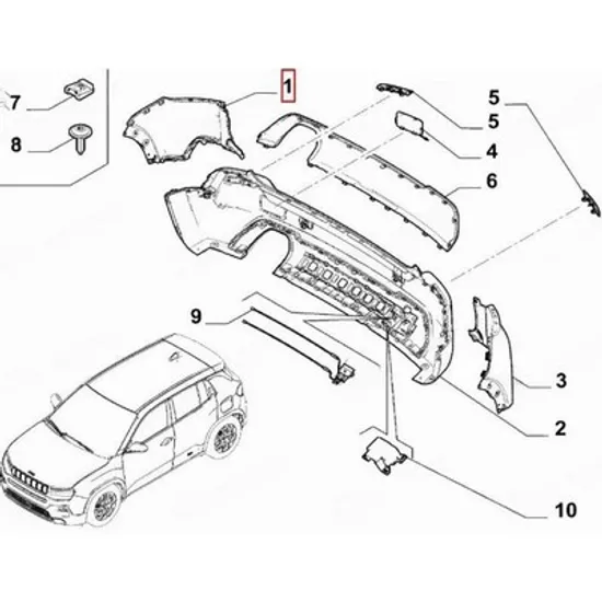 Colt bara spate JEEP AVENGER 2022-> Colt bara spate (O) DREAPTA Perioada 2022 2023 2024 2025