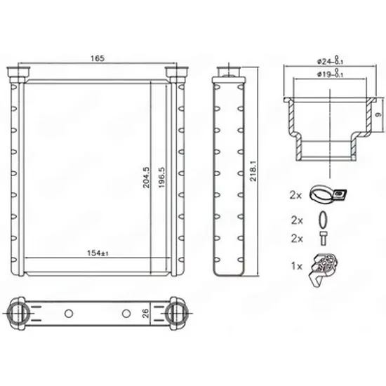 Radiator Incalzire MERCEDES A-CLASS W176 2012->2018 Calorifer (155x195x26) Perioada 2015 2016 2017 2018