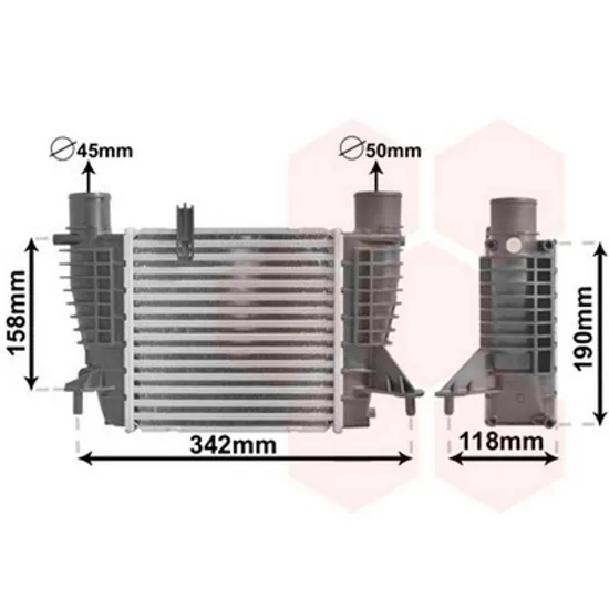 Intercooler RENAULT MODUS / GRAND MODUS 2004-> Radiator intercooler 1,2i 16V - 1,5 DCi 210x206x64 Perioada 2004 2005 2006 2007 2008 2009 2010