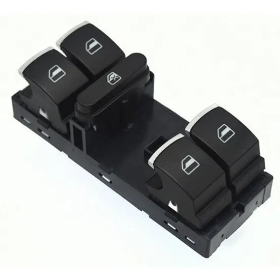 Buton Geamuri VW EOS 2006->2015 Panou buton comanda geamuri fata 4 contacte 10 pini crom/negru stanga Perioada 2011 2012 2013 2014 2015 2016 2017