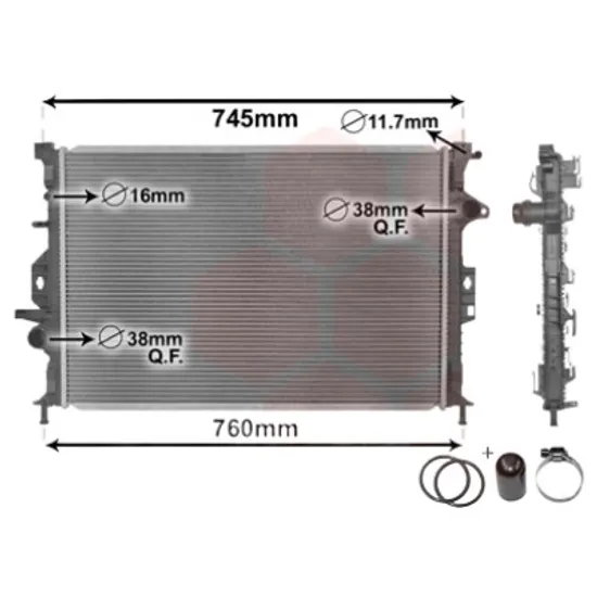 Radiator apa FORD S-MAX 2006->2014 2.0 TDCi 85KW 115CP , pentru motor KLWA, TYWA perioada 2007 2008,2009,2010,2011,2012,2013 2014