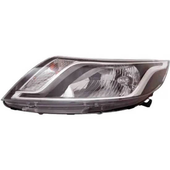 Far stanga KIA RIO 4 2011->2017 perioada 2011 2012 2013 2014 2015 2016 2017 cu motor reglaj, cromat, semnal transparent, cu bec H4, cu bec PY21W, cu bec W5W
