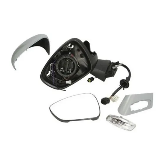 Oglinda exterioara stanga CITROEN C4 2 B7 2009->, DS4 2011->2015 perioada 2009 2010 2011 2012 2013 2014 2015 2016 pana la an de fabricatie 2015, semnal alb, cu lampa podea, cu semnal, numar pini 17, cu incalzire, cu memorie, rabatare electrica, cu semnal, prevopsit grund,
