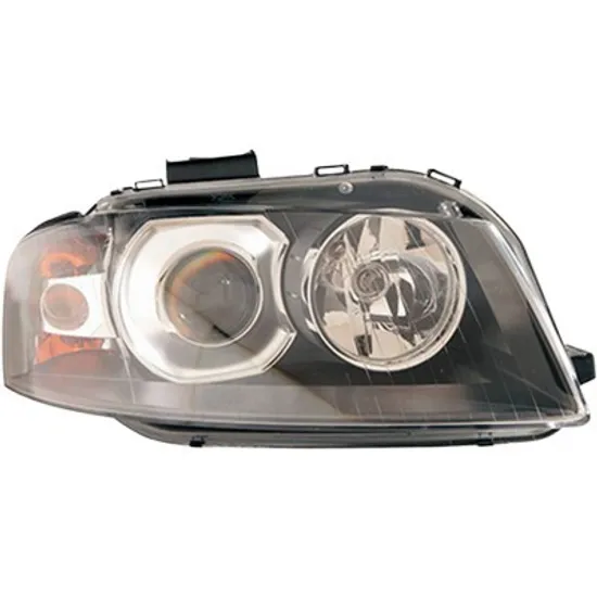 Far dreapta AUDI A3 8P1 2003->2012 perioada 2003 2004 2005 2006 2007 2008 cu unitate control pentru reglaj automat, fara motor reglaj, fara unitate de control Xenon, semnal transparent, cu reglaj distanta iluminare automat, cu bec D2S tub descarcare gaze, cu bec H7,