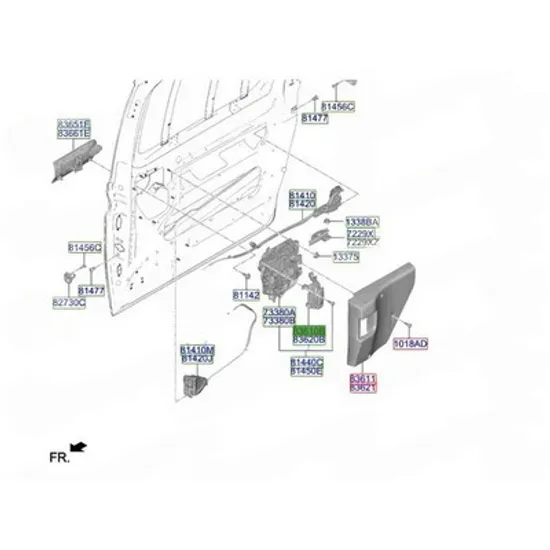 Maner Usa HYUNDAI STARIA 2025-> Maner Usa culisanta spate interioara (O) STANGA Perioada 2025