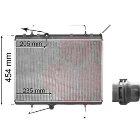 Radiator apa CITROEN DS5 2011->2015, DS4 2011->2015, C4 2 B7 2009-> pentru 1.6 BlueHDi 120, perioada 2014 2015 2016 2017 2018 2019 2020