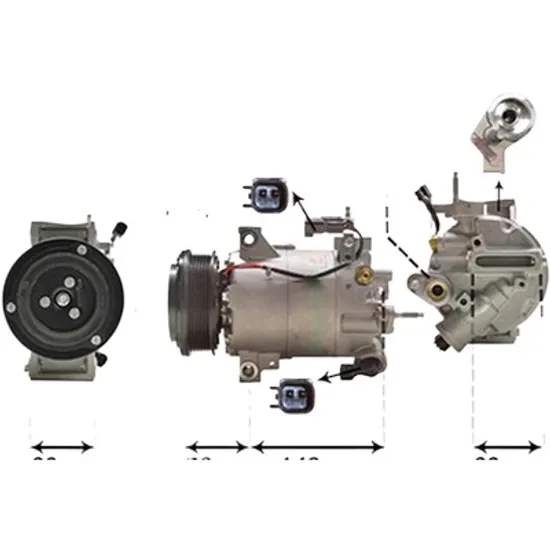 Compresor aer conditionat FORD B-MAX 2012->, ECOSPORT 2012->, FIESTA 5 JH 2008->2017, TOURNEO COURIER 2014->, TRANSIT COURIER 2014-> pentru 1.0 EcoBoost, perioada 2012 2013 2014 2015 2016 2017 2018 2019 2020 2021