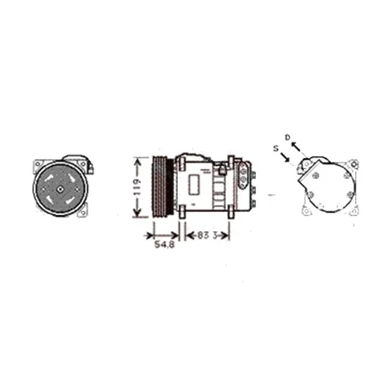 Compresor aer conditionat VW MULTIVAN 5 2003->2015 1.9 TDI 77KW 105CP , pentru motor AXB perioada 2003 2004 2005 2006 2007 2008 2009