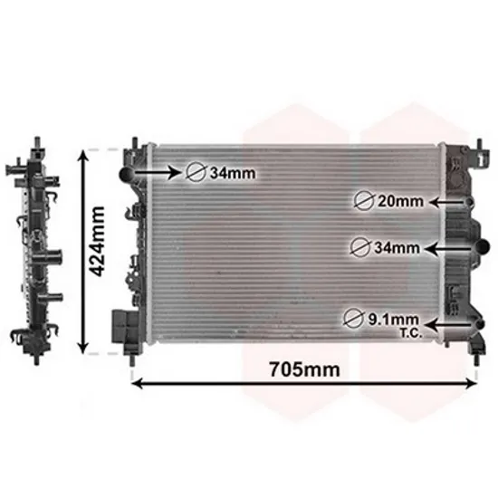 Radiator Motor CHEVROLET AVEO SEDAN T300 2011-> Radiator apa pentru 1,6i - 16V (56x39,8x16) CV manuala Perioada 2011 2012 2013 2014 2015 2016 2017