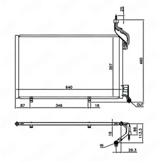Radiator Aer Conditionat FORD FIESTA 5 JH 2008->2017 Radiator condensator aer conditionat 1.6 EcoBoost benzina (600x350x16) conducte 18/18 mm (NISSENS) Perioada 2013 2014 2015 2016 2017