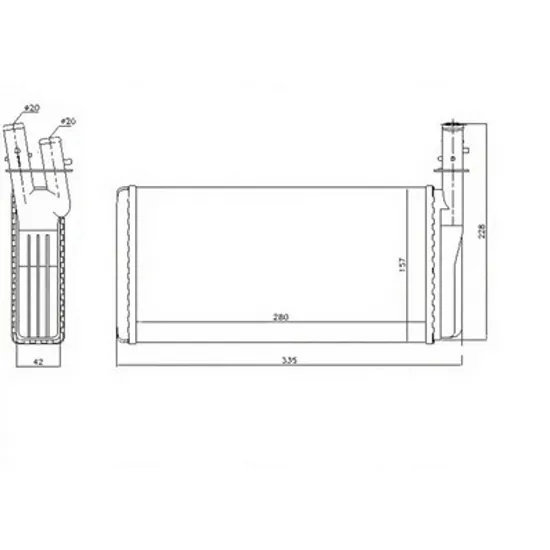 Radiator Incalzire ALFA ROMEO 166 1998->2007 Calorifer (280x157x42) Perioada 1998 1999 2000 2001 2002 2003 2004 2005 2006 2007