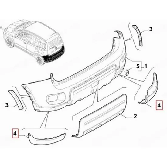 Bandou Bara spate FIAT PANDA 312 2012-> Bandou Bara spate inferioara (4X4/TREKKING) (O) STANGA Perioada 2012 2013 2014 2015 2016 2017