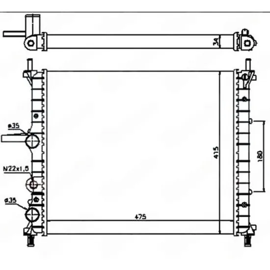 Radiator Motor FIAT MULTIPLA 1999-> Radiator apa motor 1.6 benzina +/- A/C (475x415) (VALEO) Perioada 2004 2005 2006 2007 2008 2009 2010