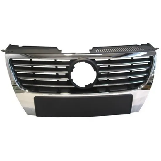 Grila Radiator VW PASSAT B6 2005->2010 Grila radiator cu ornamente cromate fara senzori pentru emblema diametru 150mm Perioada 2005 2006 2007 2008 2009 2010