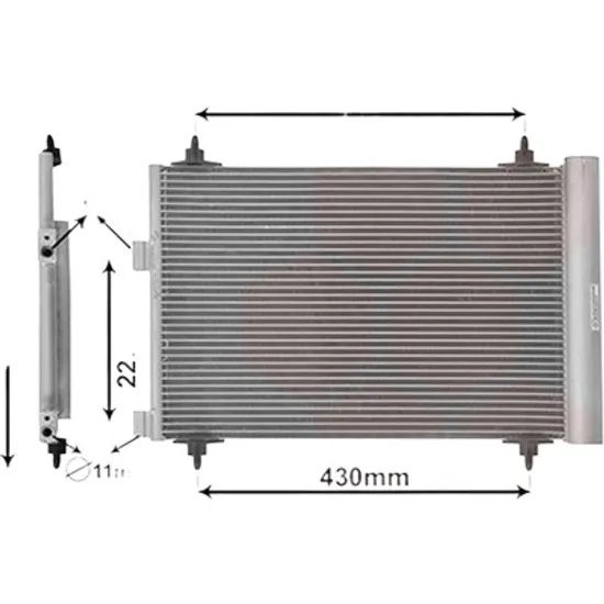 Radiator aer conditionat OPEL COMBO X19 2018-> 1.5 D 96KW 131CP , pentru motor D 15 DTH (DV5RC) perioada 2018 2019,2020,2021,2022 2023