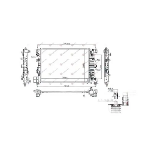 Radiator Motor CHEVROLET AVEO SEDAN T300 2011-> Radiator 1.6i 16v cv automata 58x38,8x1,6 Perioada 2011 2012 2013 2014 2015 2016 2017