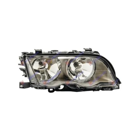 Far stanga BMW 3 E46 1997->2005 perioada 1998 1999 2000 2001 2002 de la an de fabricatie 09/2001, cu motor reglaj, fara unitate de control Xenon, cu xenon, titan, cu bec D2S/H7,
