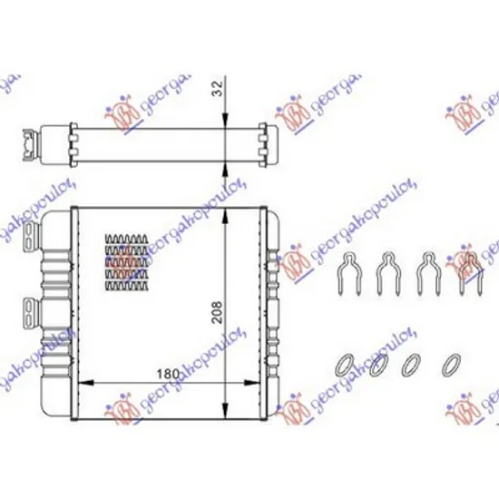 Radiator Incalzire OPEL ZAFIRA A 1999->2005 Calorifer B cu /fara aer conditionat 180x208 BEHR TYPE Perioada 1999 2000 2001 2002 2003 2004 2005