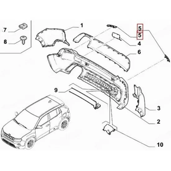 Reflector Spate JEEP AVENGER 2022-> Reflector Bara spate (O) STANGA Perioada 2022 2023 2024 2025