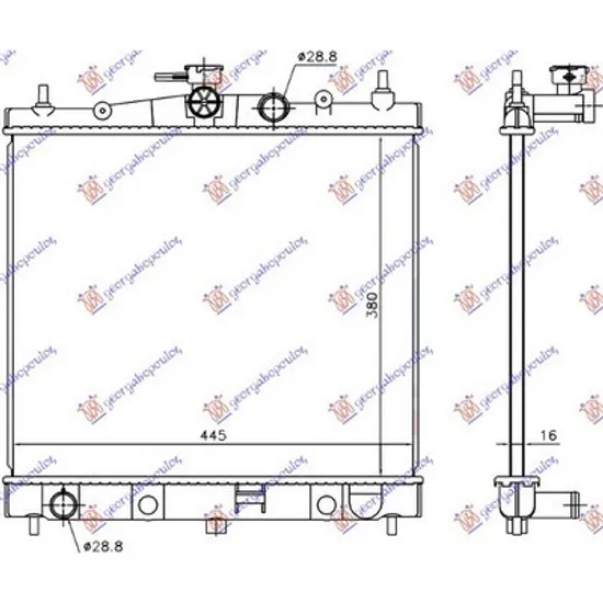 Radiator Motor NISSAN MICRA 3 2002->2010 Radiator apa 1.2-1.4 +/-AC benzina 380x445x16 JAP Perioada 2003 2004 2005 2006 2007 2008 2009 2010