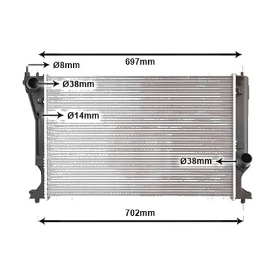 Radiator apa TOYOTA AVENSIS T25 2003->2008 pentru 2.0 D-4D, perioada 2006 2007 2008