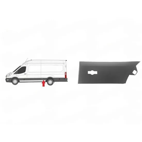 Bandou aripa spate FORD TRANSIT 2019-> Bandou Aripa spate lateral gri punte simpla cu cu locas lampa ampatament lung cu suport STANGA Perioada 2019 2020 2021 2022 2023 2024