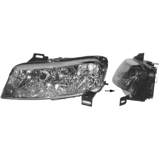 Far stanga FIAT STILO 2001->2010 perioada 2002 2003 2004 2005 2006 cu motor reglaj, semnal alb, cu reglaj, pentru 5 usi, cu bec H7/H1/H1