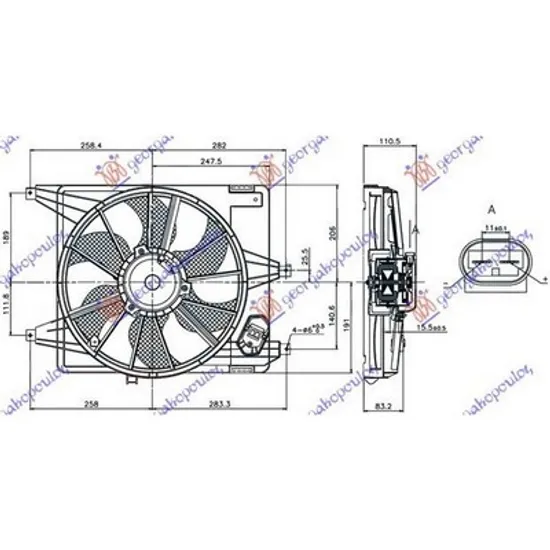 Ventilator Motor DACIA LOGAN 2004->2012 Electroventilator motor complet 1,4-1,6 (38cm) Perioada 2004 2005 2006 2007 2008