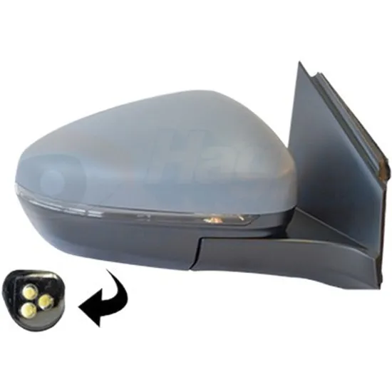 Oglinda exterioara dreapta PEUGEOT 3008 2016-> perioada 2016 2017 2018 2019 2020 2021 pana la an de fabricatie 10/2017, cu lampa podea, cu lumini de pozitie, numar pini 12, cu incalzire, cu senzor de temperatura, rabatare electrica, prevopsit grund,