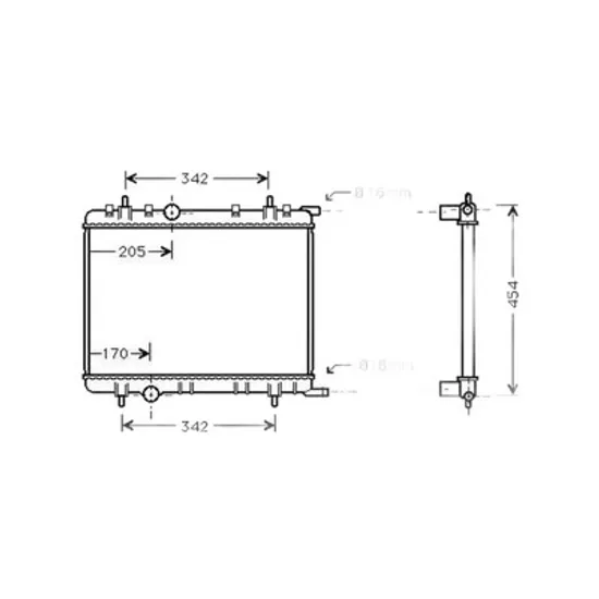 Radiator Motor PEUGEOT 307 2000->2011 Radiator apa pentru 1 4 - 1 6cc cu/fara aer conditionat 38x56x1 8 2002 -> Perioada 2000 2001 2002 2003 2004 2005